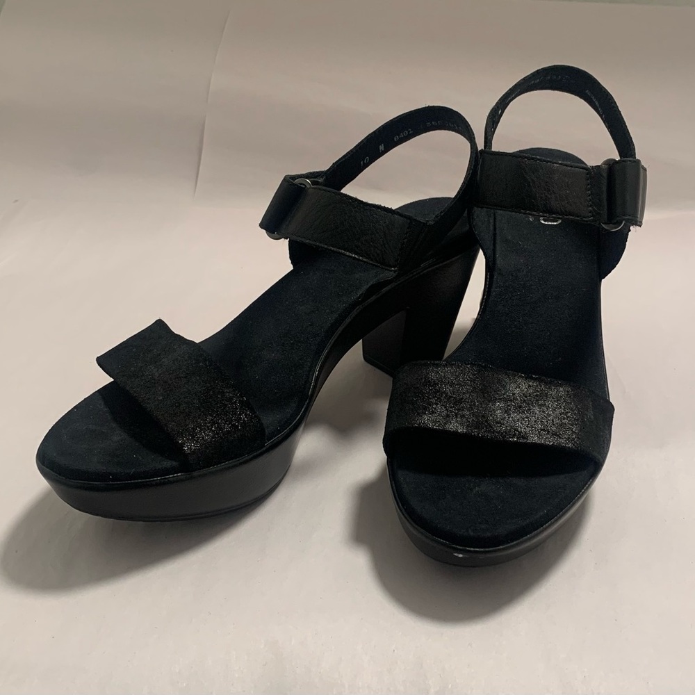Munro WILLA Black Leather Platform Block Heel Sandals - Women’s 10N ( US )